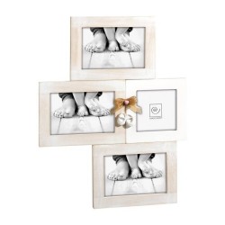 Mascagni Multi baby fotolijst hout met decoratie voor 1 foto 10x10 en 3 foto's 10x15 formaat 32x41 cm WC A956