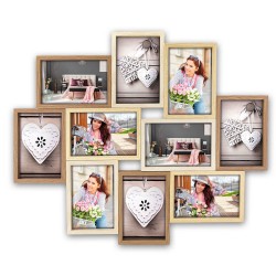 Multi fotolijst met houten frame met 10 lijstjes geschikt voor een foto van 10 x 15 cm - Fotolijsten