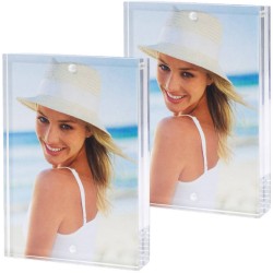 2x stuks acryl fotolijst transparant met magnetisch frame geschikt voor een foto van 7 x 10 cm - Fotolijsten